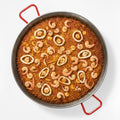 Paella de camarón y calamar