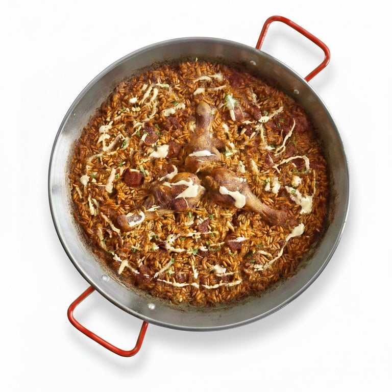 Paella de pollo y chorizo